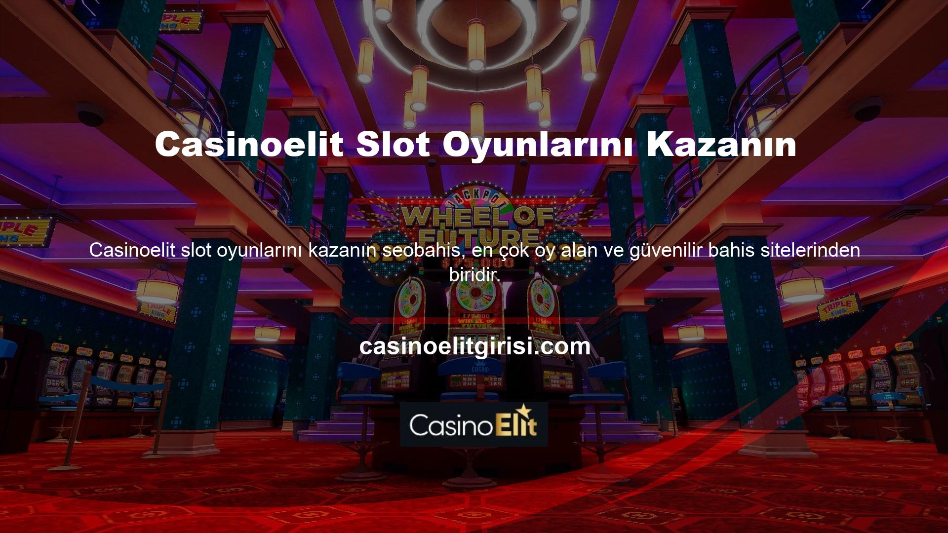 Sonuç olarak oldukça gelişmiş bir ödeme yapısına sahip olan Casinoelit sadece sunduğu casino oyunlarından değil slot makine oyunlarından da yüksek kazançlar elde etmektedir
