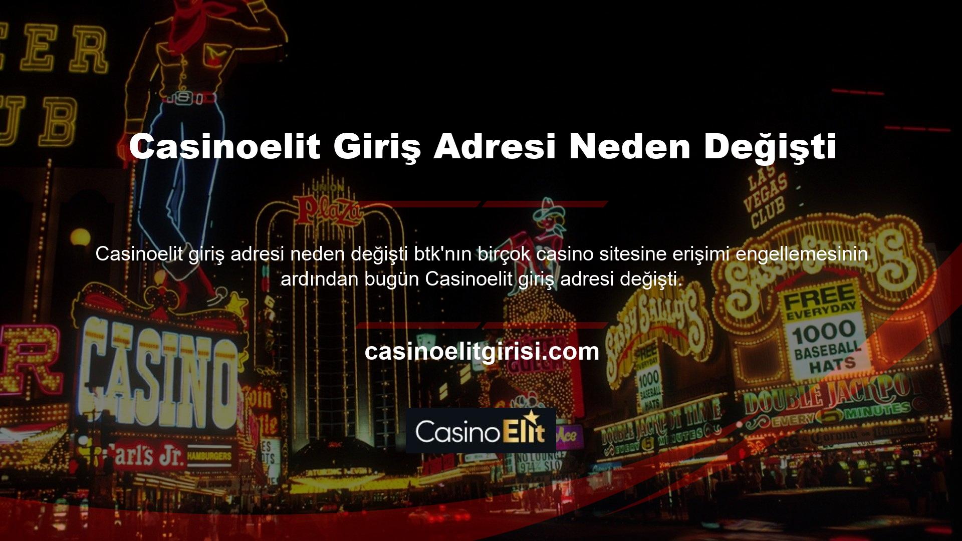 Casinoelit, mevcut giriş adresi olarak Casinoelit